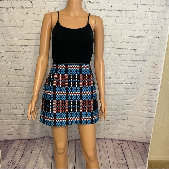 Zara Colorful Mini Skirt w/Zipper tribal print boho size large - Picture 5 of 11